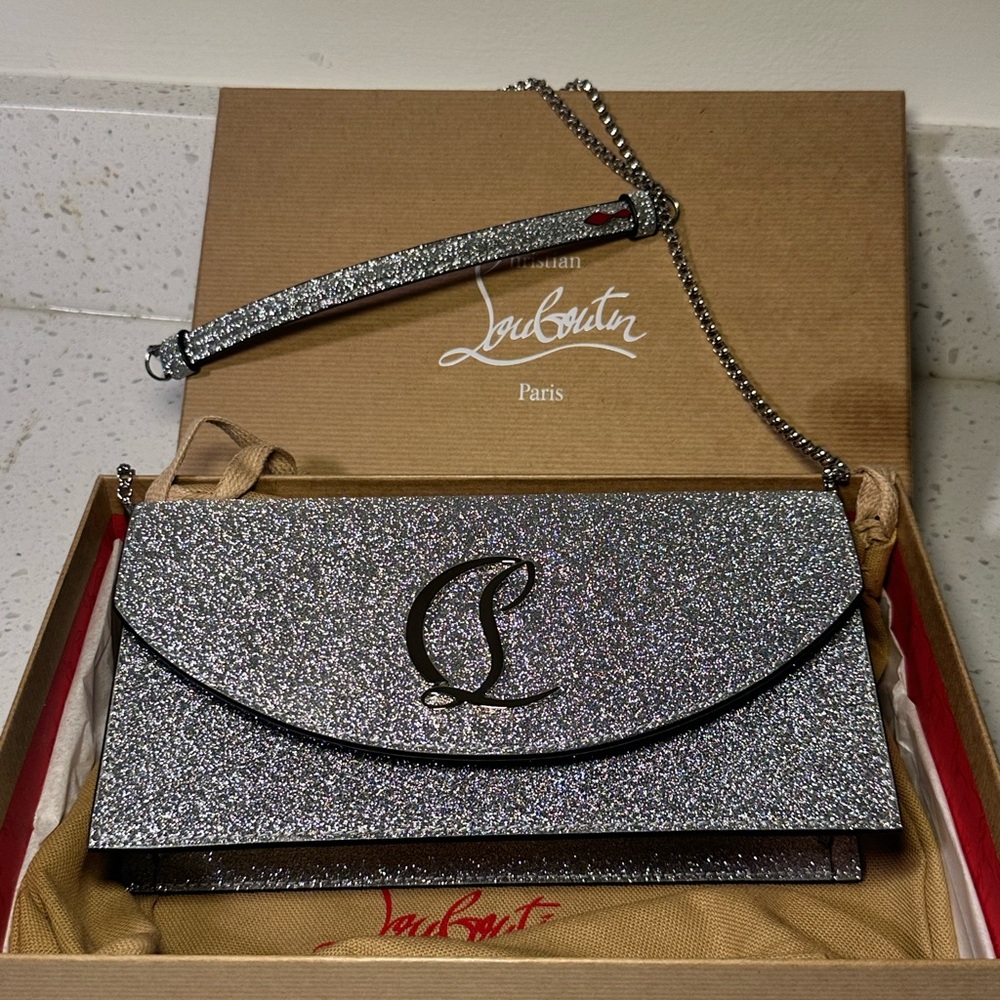 Christian Louboutin Loubi54 clutch bag in silver 1350